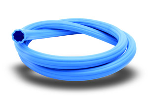 Star-shape section stabilized silicone tube for grooving, pins, threads and car profiles.. Immagine