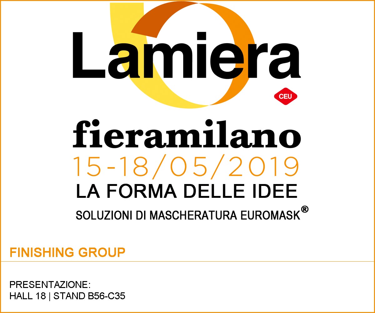 Locandina di Lamiera 2019: l’evento di  Fieramilano RHO che presenta le soluzioni professionali per la mascheratura Euromask