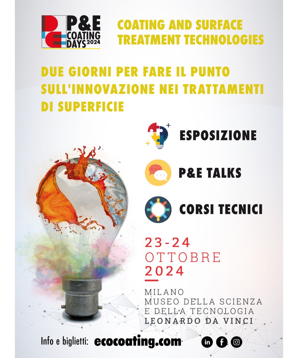 Locandina Due giorni di dialogo e approfondimenti sull’innovazione tecnologica di prodotti, sistemi e processi di trattamento delle superfici